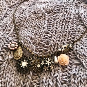 Vintage Charms Bronze Chained Necklace
